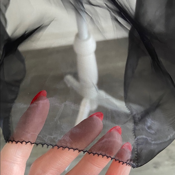 Beautiful black organza overlay babydoll sheer dress embroidered lace butterfly - Picture 7 of 16